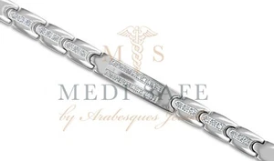 PREMIUM TITANIUM MAGNETIC HEALING BRACELET. SILVER/SWAROVSKI CRYSTAL MENS/LADIES - Picture 1 of 3