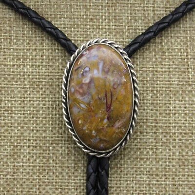 Corbata Bolo de plata de ley con forma ovalada de ágata mexicana de José Campos+ Foto 1 de 4