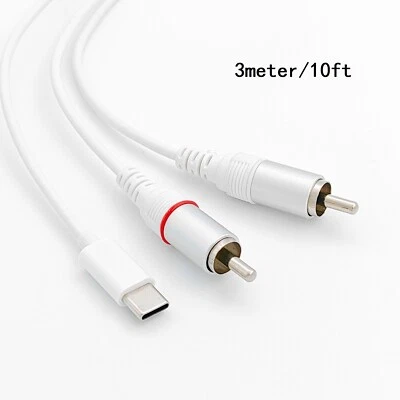 USB C to RCA Audio Cable Type C to 2RCA Male Jack Plug Adapter Cable 3m 10ft
