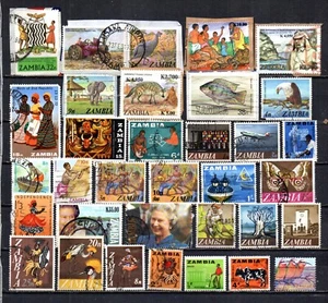 ZAMBIA. COLLECTION BUILDER OF 34 ALL DIFFERENT MODERN ERA STAMPS. - Picture 1 of 1