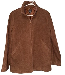 Eileen Fisher Melton Wollmantel Trichterkragen gefüttert Damen XS italienischer Stoff - Bild 1 von 9