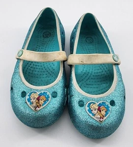 Crocs Childrens Girls Size C10 Shoes Glitter Frozen Elsa/Anna Mary Jane Keeley - Picture 1 of 11