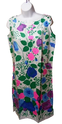 VESTIDO CAMBIO AÑOS 60 ALGODÓN DEADSTOCK MOD HIPPIE FLORAL TULIPANES REGAL OF CALIFORNIA M Foto 1 de 4