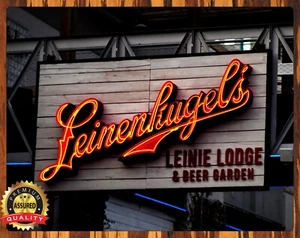 Leinenkugel's - Leinie Lodge & Beer Garden - Rare - Metal Sign 11 x 14 - Imagen 1 de 4
