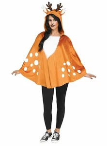 Reh Poncho - Fasching Karneval Tier Kostüm Halloween - Leichter Kapuzen-Überwurf - Bild 1 von 5
