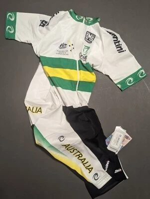 NOS Australia Cyclones 男式团队自行车全拉链短袖紧身衣 EU 54 — 第 1/4 张图片