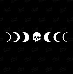 2x Mondphase Totenkopf Vinyl Aufkleber - Celestial Gothic Sticker, Mystical Vibes! - Bild 1 von 5