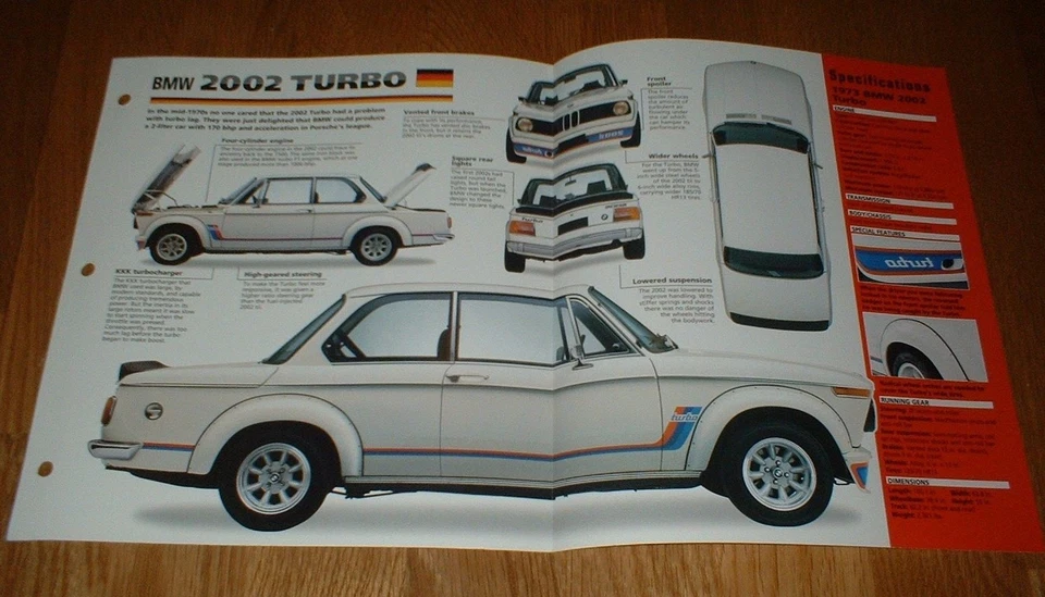 1973 BMW 2002 TURBO SPEC SHEET BROCHURE INFO PHOTO POSTER 73 1974★★ - Image 1 of 1