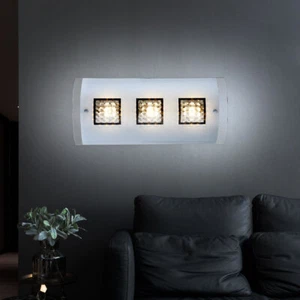 Lampada da Parete di Cristallo Cromo LED Soggiorno 3 Luci Alteyya 40 CM - Foto 1 di 9