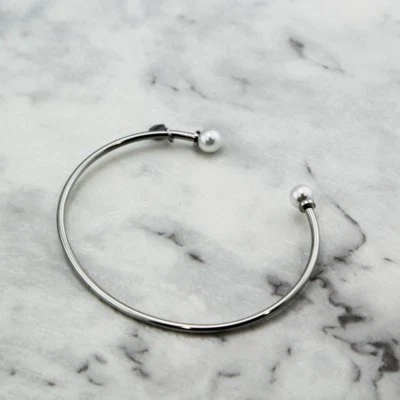 Brazalete Brazalete Dama Oro Blanco 18K Relleno 6mm Moda Perla Amor Dije Regalo Foto 1 de 4