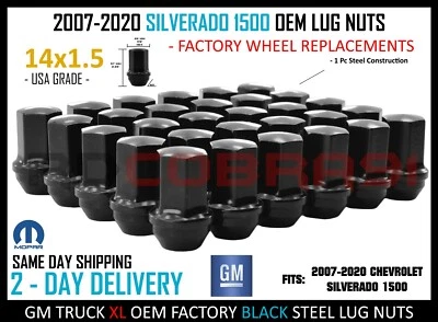2007-2020 Chevrolet Silverado 1500 Factory Style Lug Nuts 24 Pc Black Finish - Image 1 of 4