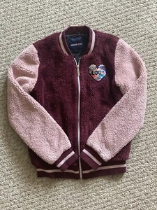 Limited Too Girls Bomber Jacket Pink Maroon Colorblock Soft 14/16 Comfort Coat - Picture 1 of 1