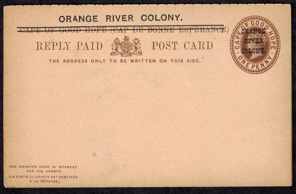 Orange River Colony Mint Reply Paid 1d Postcards w/ Cape OVPT - Image 1 of 1