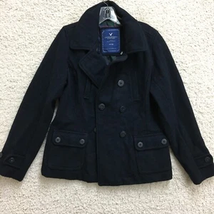American Eagle Jacket 2XL Youth Blue Double Breasted Wool Flannel Lined Girls - Picture 1 of 14