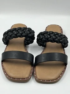Cushionaire Memory Foam offene Zehenpartie flache Pantoletten schwarze Sandalen Größe 7,5 M in einwandfreiem Zustand - Bild 1 von 14