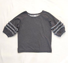 AND/OR NEW charcoal top sweatshirt Aged Deconstructed frill ruffle trim UK 10