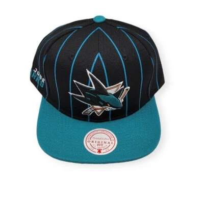 Prendedor Mitchell & Ness San Jose Sharks Team Negro/Verde azulado Ajustable Snapback Gorra Gorra Foto 1 de 4