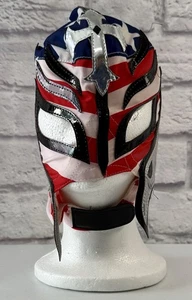 WWE Rey Mysterio Authentic USA White Red blue Wrestling Mask luchador EXCELLENT! - Picture 1 of 4