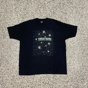 Camiseta Vintage Años 90 Think Snow Invierno Gráfico Pantalla Estrellas XXL Negra - Imagen 1 de 3