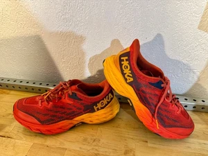 HOKA ONE ONE Speedgoat 5 Zapatos Para Hombre Talla 8.5 2E EE Rojo Naranja Vibram Correr REI - Imagen 1 de 16