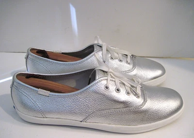 Keds For Kate Spade Silver Metallic Leather Sneakers NEW Size 8 1/2 M  EU 39.5 - Image 1 of 4