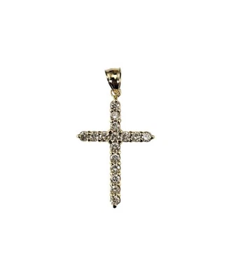 14K Yellow Gold Diamond Cross Pendant #23622 - Image 1 of 4