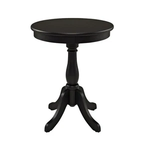 Palmetto 18 in. Black Round Wood End Table - Picture 1 of 6