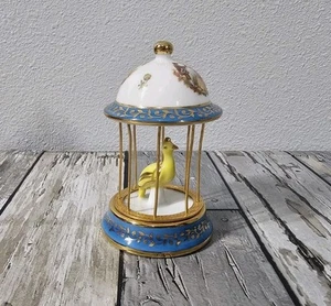 Vintage Miniature Limoges France Porcelain Cage Gold Yellow Bird Handpainted 4" - Picture 1 of 8
