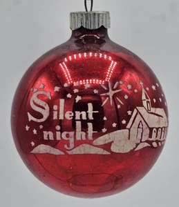 Ornamento palla rosso notte silenziosa Brite lucido vintage 3" - Foto 1 di 2