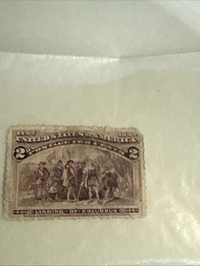 1893 Scott #231 Landung von Columbus (nicht abgebrochen aber mit Mängeln) - Bild 1 von 3