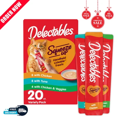 Hartz Delectables Squeeze Up Variety Packs Interactive Lickable Wet Cat Treats,