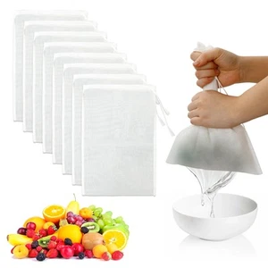 8 Pack Reusable Nut Milk Bags, Fine Mesh Cheese Cloth Bags for Straining, Ide... - Picture 1 of 6