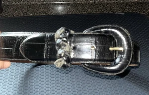 Brighton Gürtel schwarz Sattelleder Schnalle Größe L 43503 Kalbsleder Krokoprägung - Bild 1 von 4
