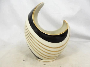 Asymmetrische 50´s Design Edelstein Porzellan Vase porcelain vase black & gold - Bild 1 von 16