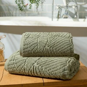 Towel Bale Leaf Hand Bath 100% Cotton Textured Jacquard Absorbent Bathroom Soft - Picture 1 of 7