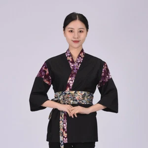 Happi Sushi Chef Coat Serving Short Kimono Sushi Chef Jacket Hotel Uniform - Picture 1 of 35