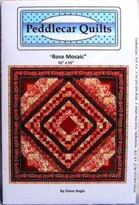 Peddlecar Quilts Pattern "Rose Mosaic" 55" x 55" - Beginner / Intermediate Level - Picture 1 of 2