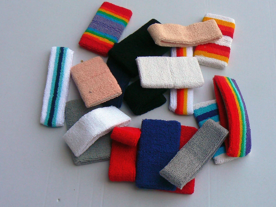 1 Paar Schweissbänder und 1 Stirnband Frottee 9 Farben Tennis Badminton Volleyba - Bild 1 von 1