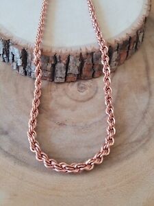 Pure Solid Copper Rope Chain Necklace Rider Arthritis Pain Therapy 6 mm Necklace