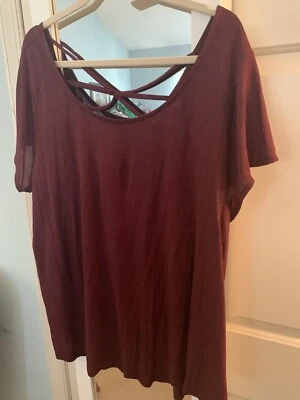 JENNIFER LOPEZ Womens Top Shirt Blouse Clothing Sparkles Maroon Plus Size 2x JLO - Image 1 of 2