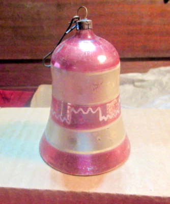 Campana de vidrio antigua vintage con clapper de vidrio adorno de Navidad Alemania Foto 1 de 4