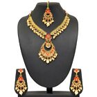 Rajasthani Style Red Color Traditional Gold Plated Kundan Polki Necklace Set