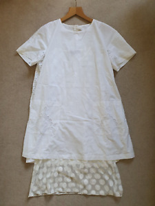 MAX MARA STUDIO Ladies White 2-Layered Contrast Broderie Dress Size IT 44/UK 12
