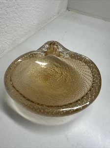 Murano Glass Dish Bullicante Shell by Flavio Poli Vintage Bubble Ashtray - Picture 1 of 17