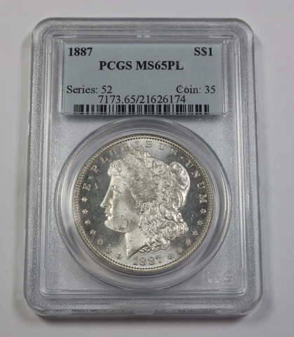 1887 P PCGS MS65 PL PROOF LIKE | Silver Morgan Dollar - $1 US Coin #40310A Cover