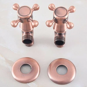 2Pcs Antique Red Copper Bathroom Faucet Angle Stop Valve 1/2" Male Zav348 - Picture 1 of 6