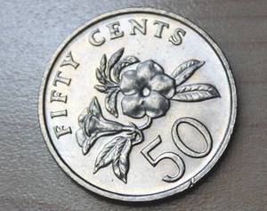 1991 Singapore 50 Cents Yellow Allamanda Plant - Picture 1 of 2