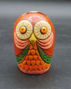Vintage 1970's Psychedelic Colorful Owl Coin Bank w/ Original Stopper Mod Retro - Picture 1 of 11