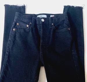 ReDone Originals Skinny Raw Hem Jeans Damen Größe 24 Schwarz Button Fly Stretch - Bild 1 von 18