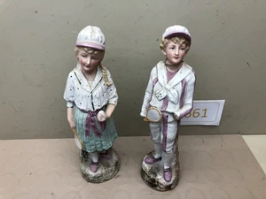 FIGURINES ANCIENNES VICTORIENNES HEUBACH ALLEMAGNE BISQUE JOUEUR DE TENNIS - Photo 1/16